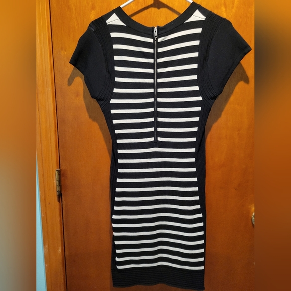 French Connection Dress Womens Size 8  Striped Knit Dani Bodycon Stretch Zipper - Picture 6 of 6